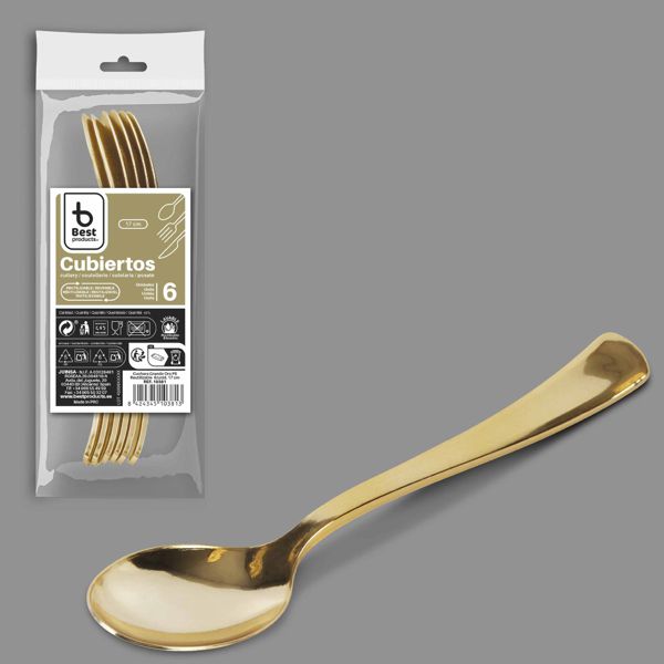 CUCHARA PLASTICO ORO