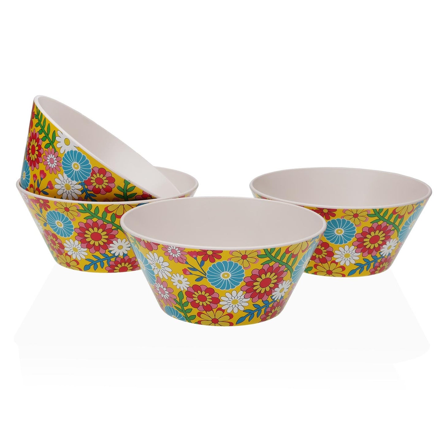 Set 4 boles amarillos de flores