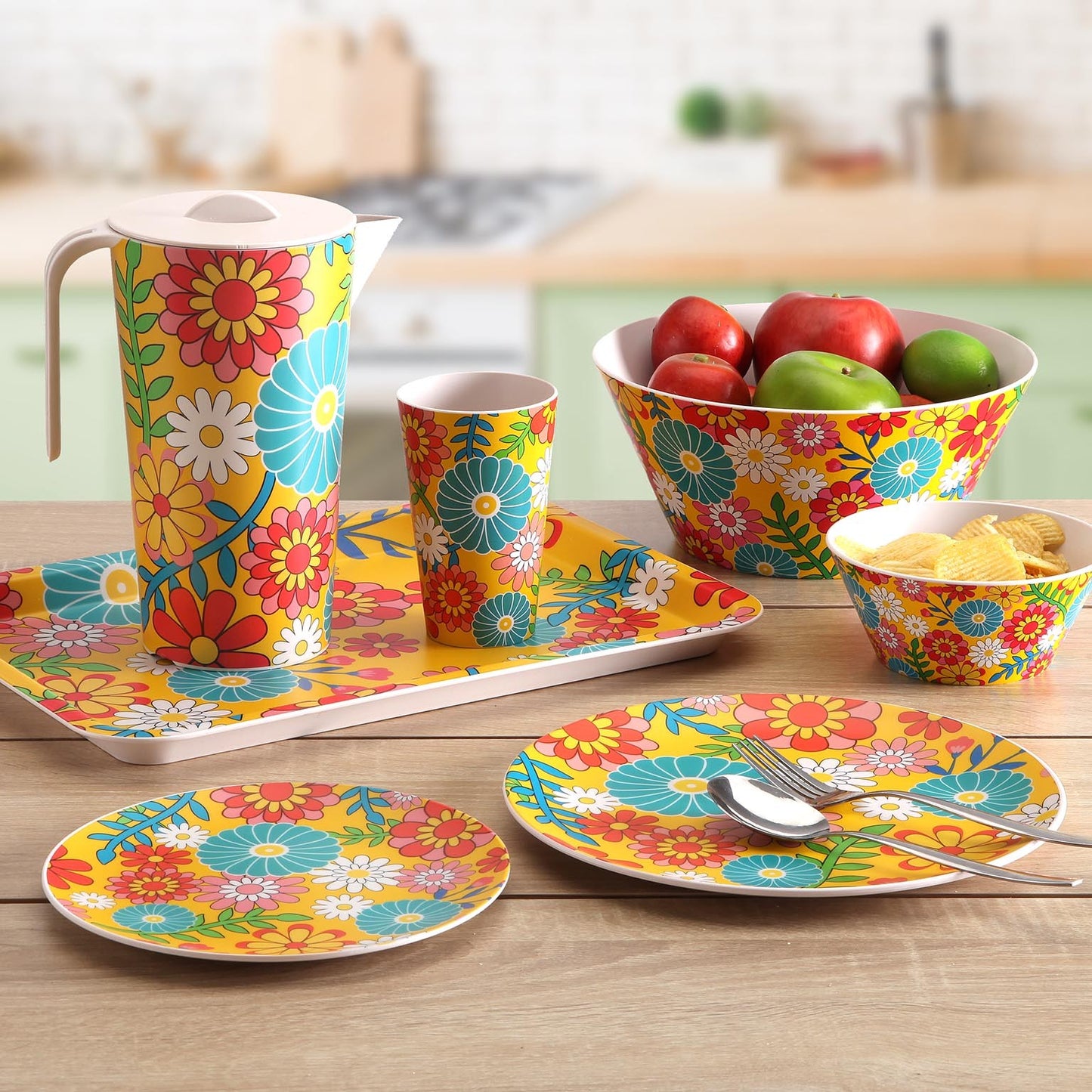 Set 4 boles amarillos de flores