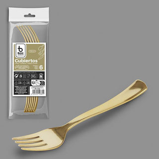 TENEDOR PLASTICO ORO