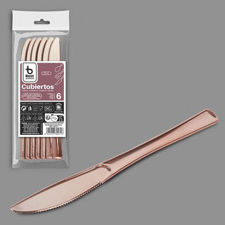 CUCHILLO PLASTICO ORO ROSA