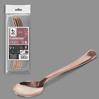 CUCHARA PLASTICO ORO ROSA